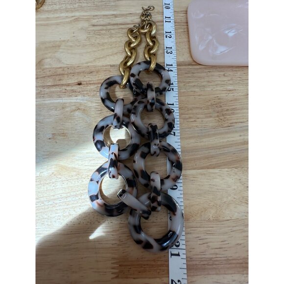 J. Crew Tortoiseshell Link Statement Necklace W/ Gold-Tone Chain 21-In - Picture 5 of 9